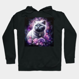 White British Shorthair With Roses Hoodie